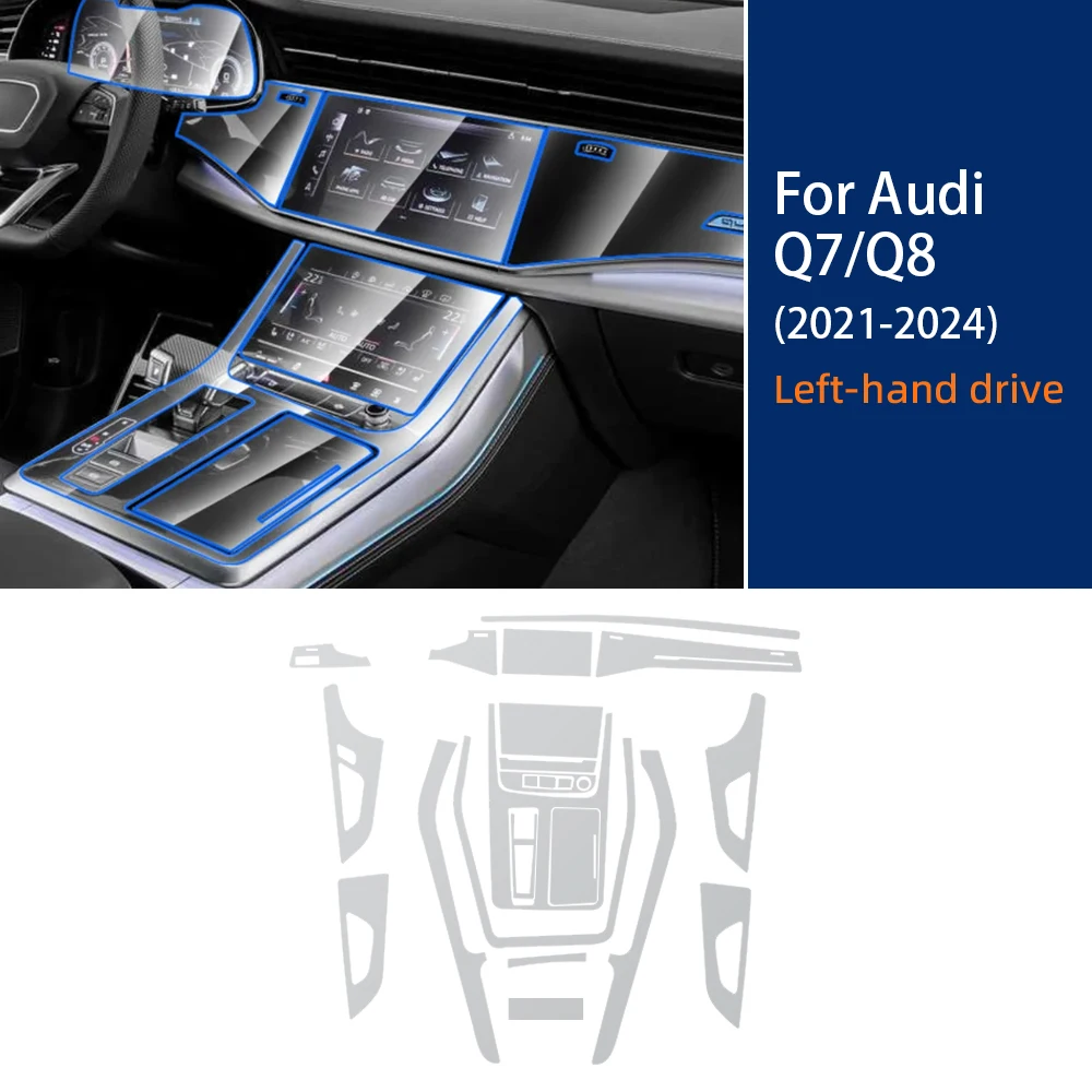 

Внутренняя пленка из ТПУ для Audi Q7 Q8 2021-2024, автомобильная панель коробки передач, наклейка против царапин, защитная пленка, прозрачная наклейка
