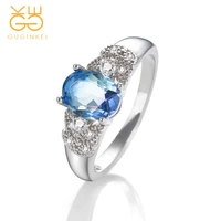 guginkei silver 925 jewelry rings simple flower colorful tourmaline zircon stone gemstone women 925 sterling silver ring jewelry