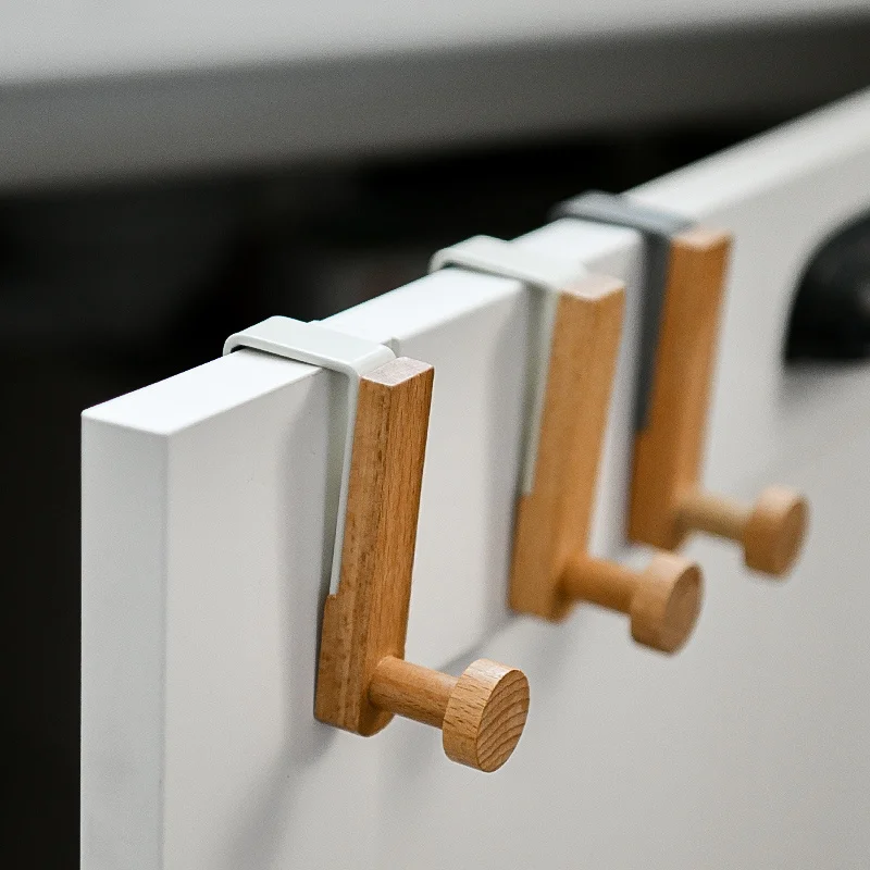 

No punching and nailing behind the kitchen cabinet door, iron solid wood hanger, clothes hook, artifact, cool towel, rag rack