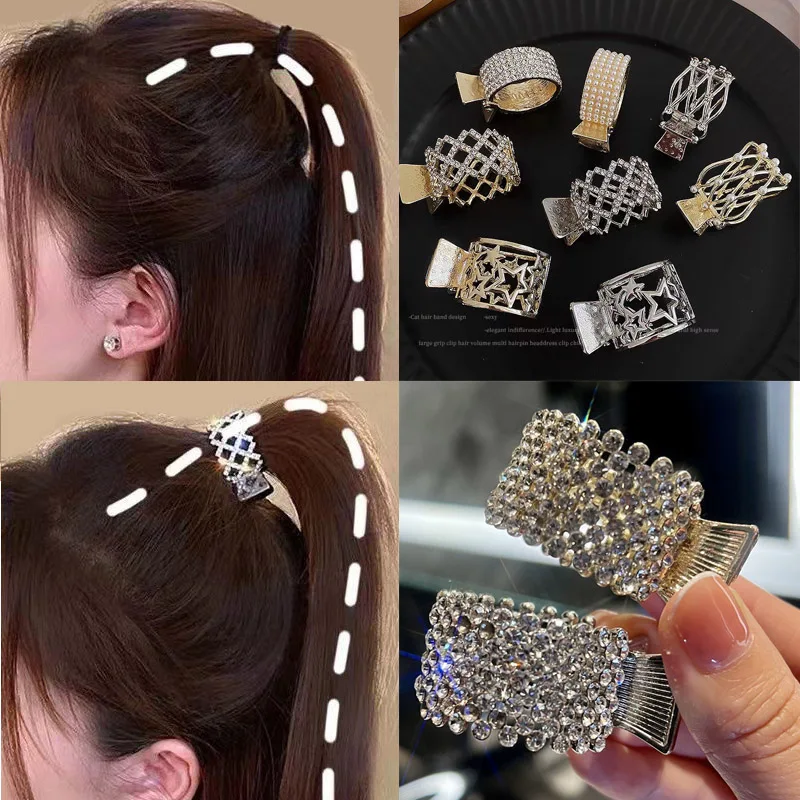 

Luxury Full of Drill Hairpin Claw Female Back Head High Ponytail Fixed Artifact Claw Clip Summer Trumpet Catch Clip Headdress