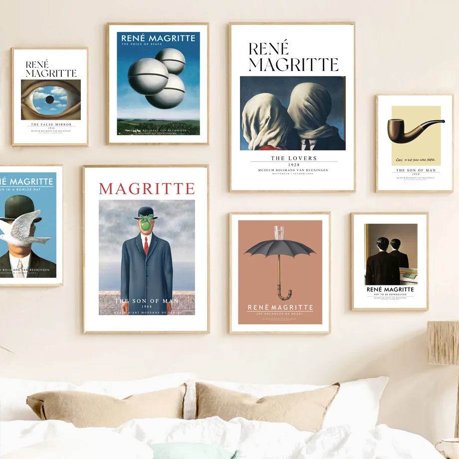 

Magritte The Lovers Eye Pigeon Surrealism Wall Art Canvas Painting Nordic Posters And Prints Wall Pictures For Living Room Decor