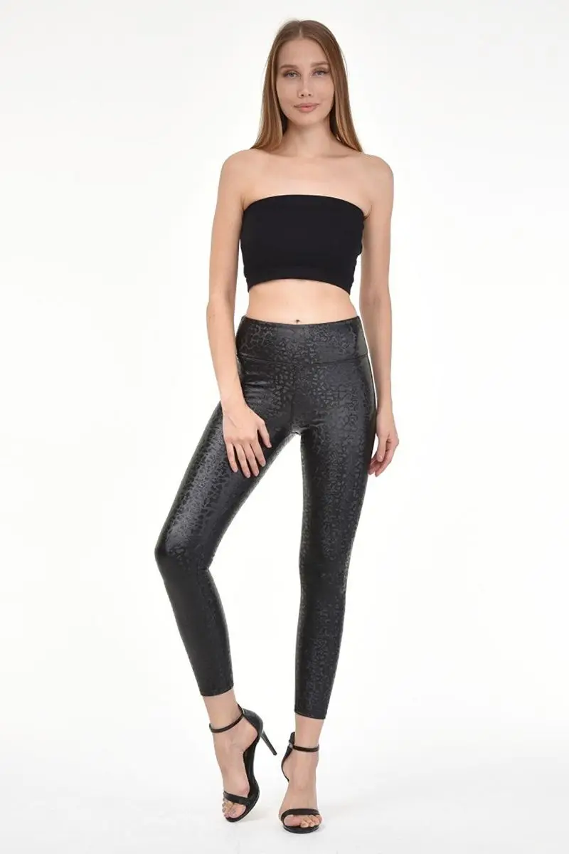 

Leopard print wide belt black tights STK1000