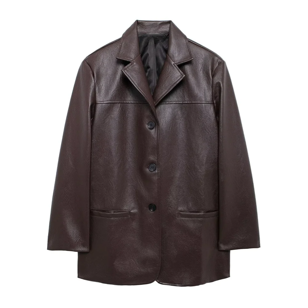 BM &amp MD ZA2024 женская осенне-зимняя новая стильная высококачественная кожаная