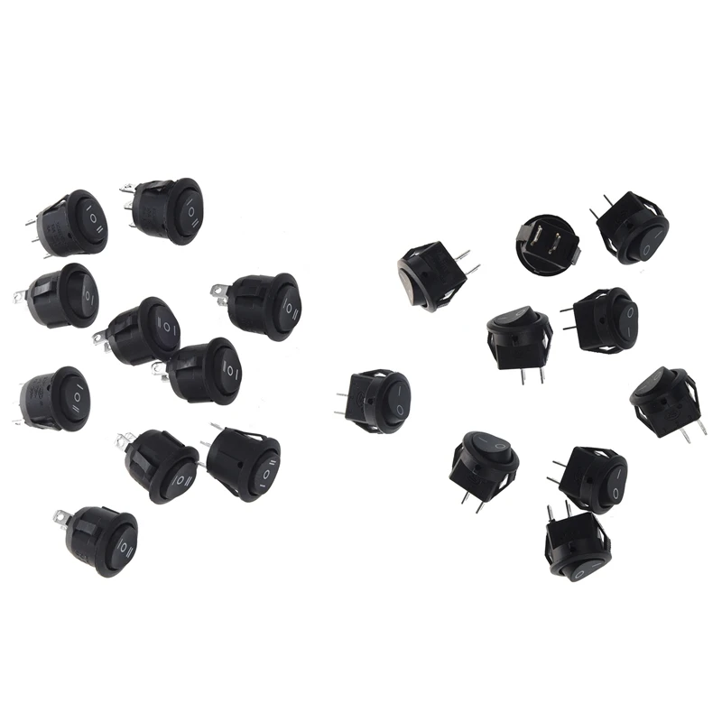 

10Pcs ON/OFF/On 3 Position SPDT Round Boat Rocker Switch 6A/250V 10A/125V AC & 10Pcs AC 3A/250V 6A/125V ON-OFF I/O SPST 2 Pin Sn