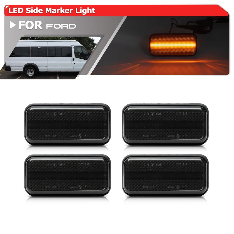 

4x Smoked Lens Amber Led Clearance Position Parking City Lamp For Ford Transit MK6 MK7 Jumbo Version 2000-2014 Side Marker Light