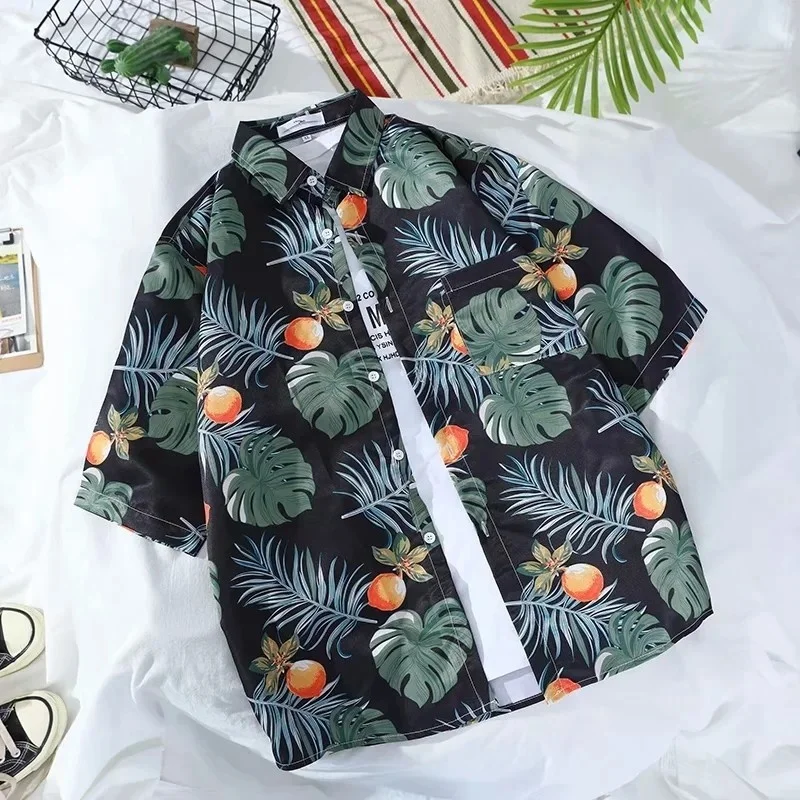 

Mens Hawaiian Shirt Tropical Plant Floral Print Short Sleeve Shirts camisas de hombre Hawaii Holiday Summer blusa masculina