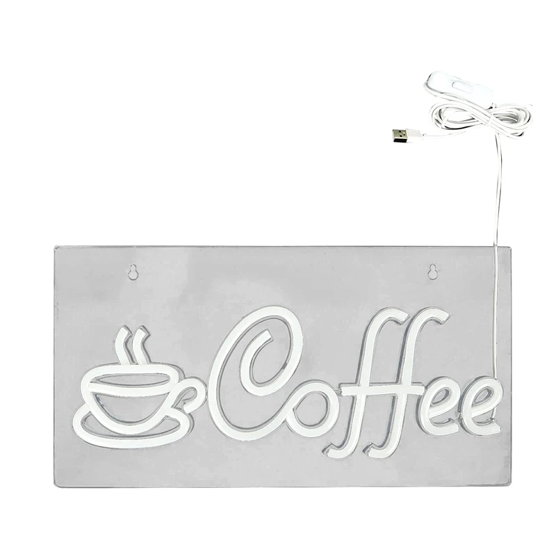 Coffee Neon Sign, USB Powered Coffee Sign With Metal Chain, LED Coffee Neon Signs For Wall Decor, Cafe, Restaurant