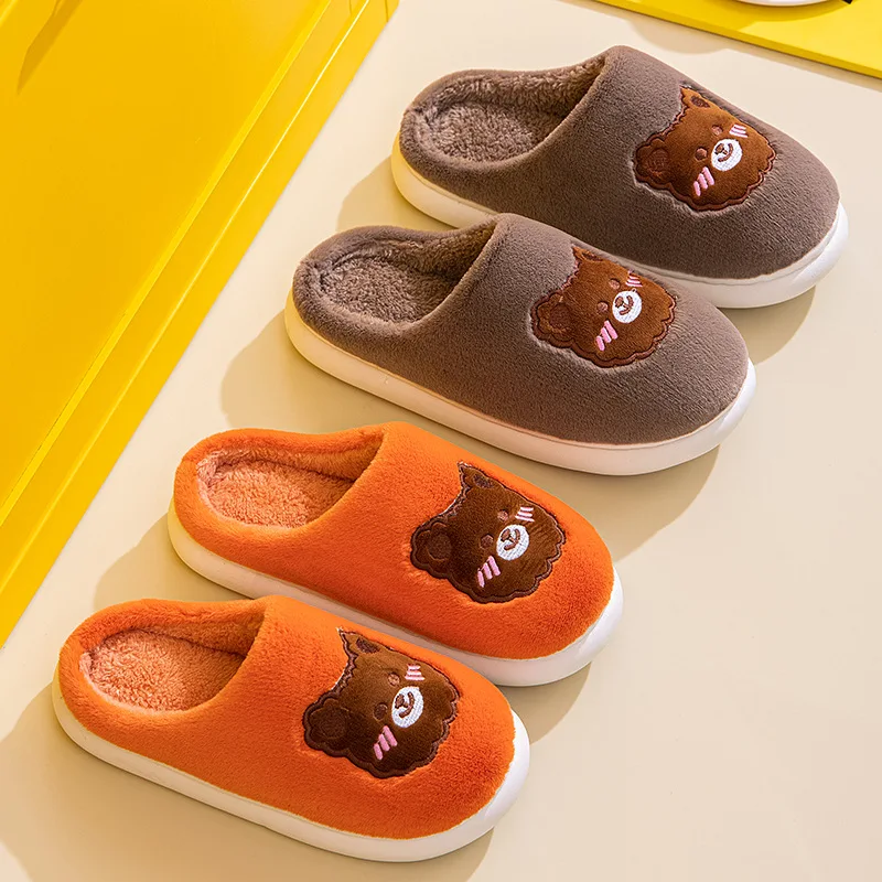 Women Winter Home Slippers Unisex Cartoon Pattern Non-slip Soft Winter Warm House Slippers Indoor Bedroom Couples Floor Shoes