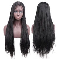 long box braided wig synthetic knotless baby hair wigs for women black straight wig with natural hairline daily party cosplay