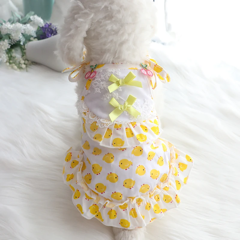 Pink Yellow Pet Dog Sling Dresses 2022 New Puppy Clothes Cute Stars Print Bow Princess Dress For Small Medium Chihuahua |