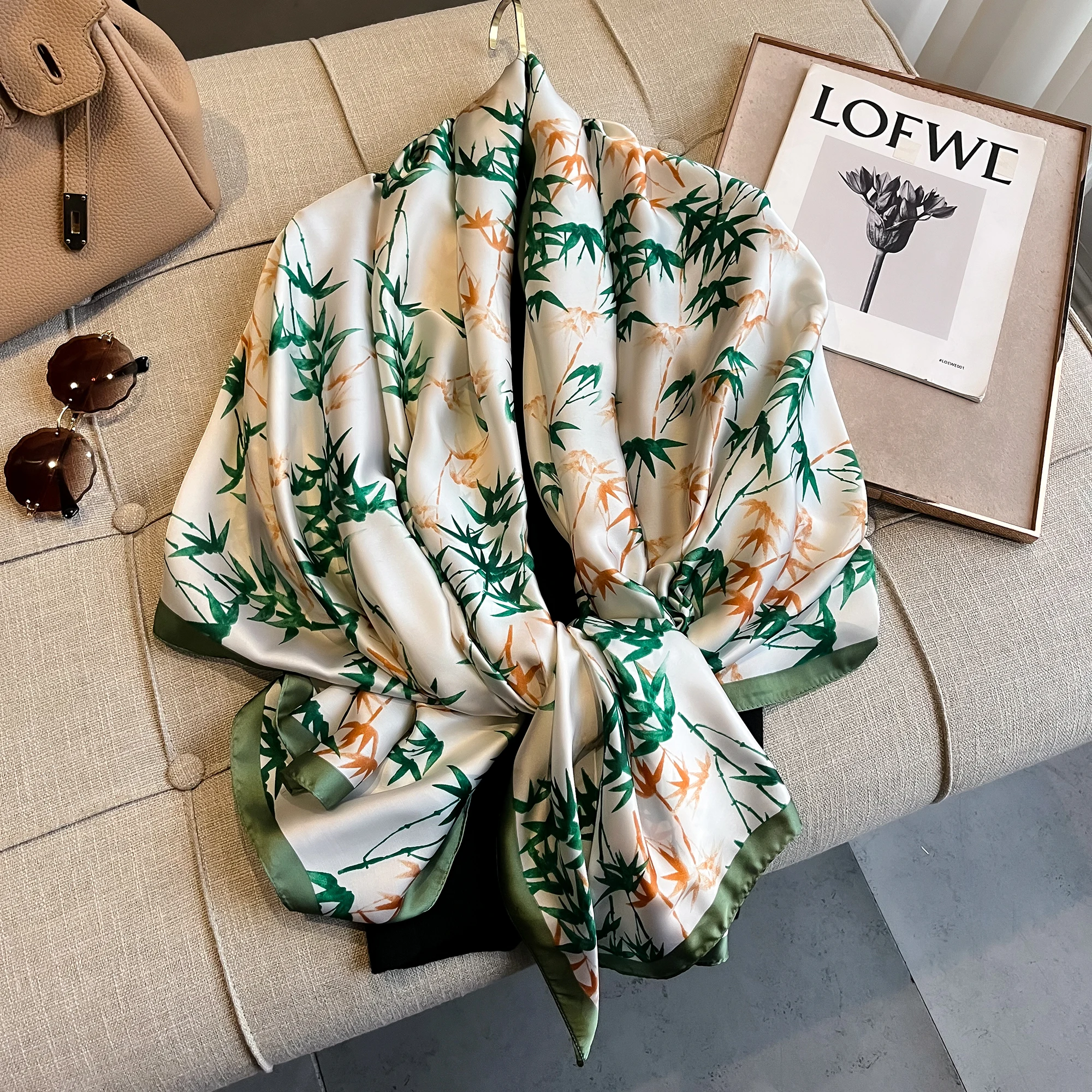 Роскошный брендовый женский шелковый шарф 180*90 см летняя модная шаль с принтом