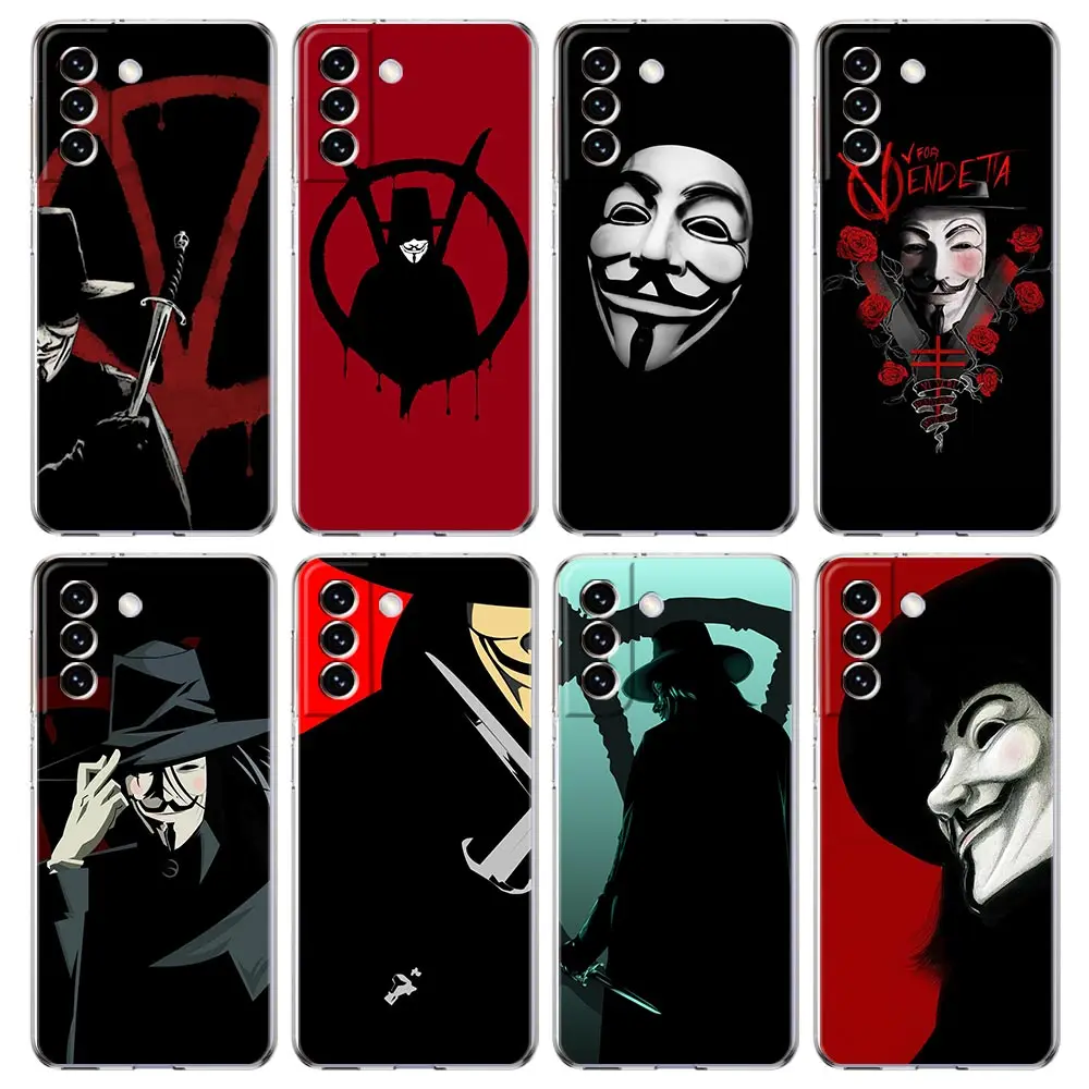 

V for Vendetta Mask rose Phone Case For Samsung Galaxy S20 FE S21 Ultra S10 Plus S10E Note 20 10 Lite M31 M22 M32 M12 M02 Cover