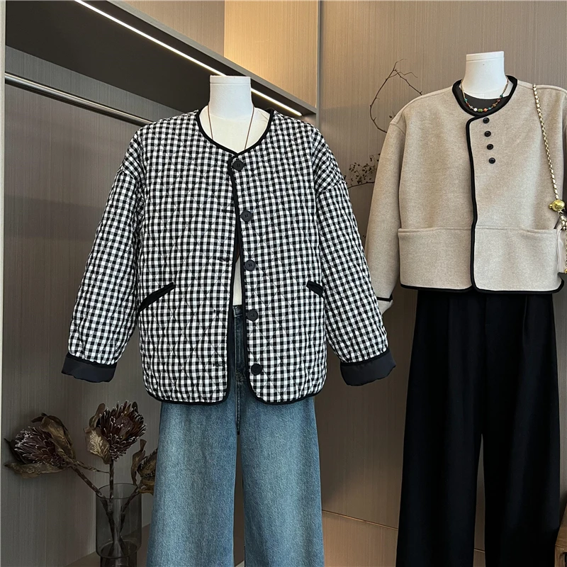 Корейская серия легкая клетчатая одежда с хлопковой подкладкой женская осень 2024