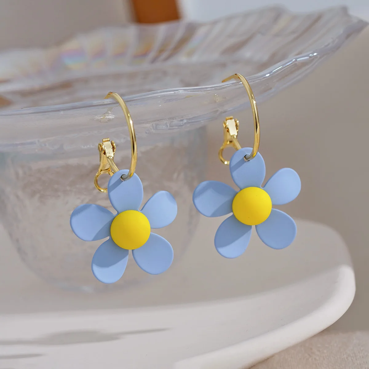 

Blue Sunflower Earrings Special Design Sensation Niche Gentle Earrings Cute Sweet Versatile Stud Earrings Temperament Earrings