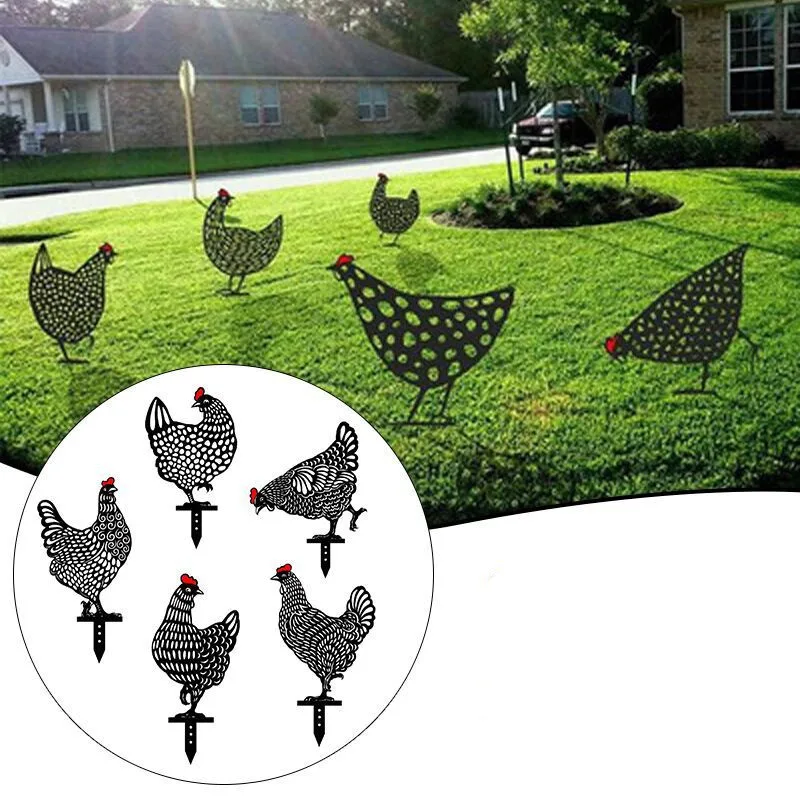 

Hen Rooster Statue Garden Yard Chicken Sculpture Chicken Fence Decor Garden Lawn Stakes Art Rooster Ornaments Home Artwork