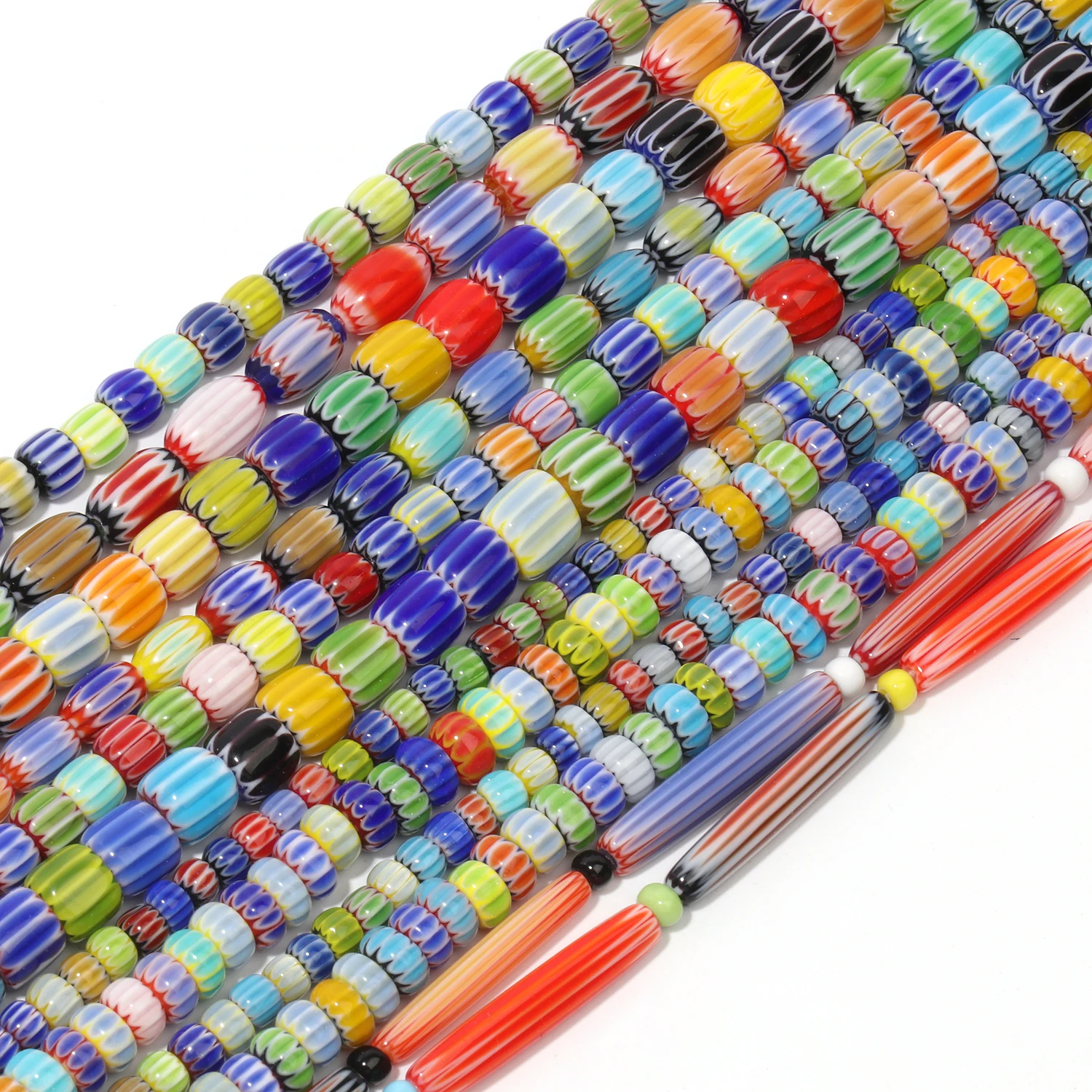 1 шт. мульти-стиль Millefiori муранские бусины лэмпворк красочные в форме барабана для