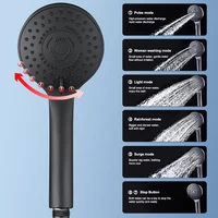 vehhe 7 modes shower head adjustable jetting rainfull showerhead water saving handheld shower black bathroom accessories
