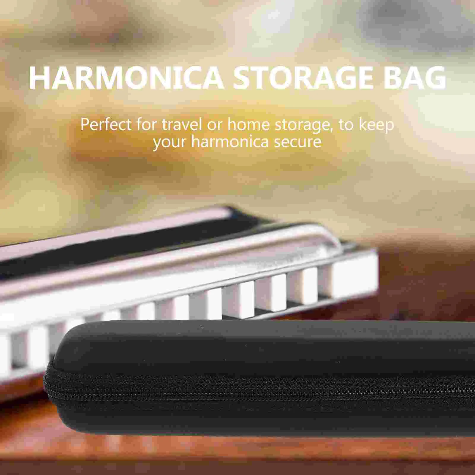 

10 Pcs Suitcase Organizer Bags Harmonica Storage Carrying Pouch 17.5x3.5cm Cover Black Eva