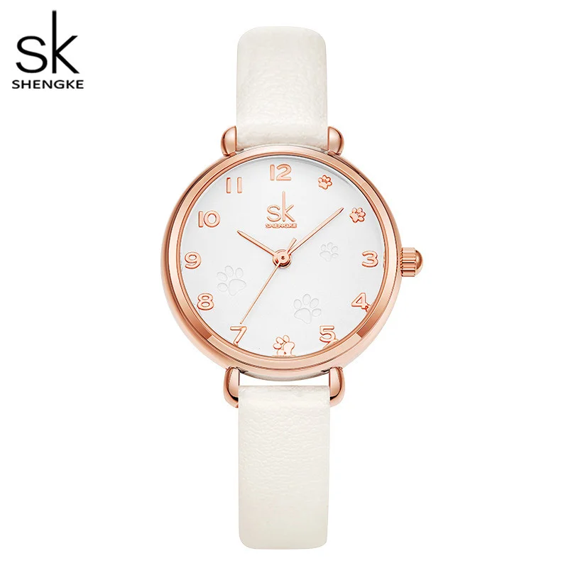 

Shengke New Women Watch Casual Leather Belt Watches Simple Ladies' Small Dial Quartz Clock Dress Wristwatches Reloj mujer