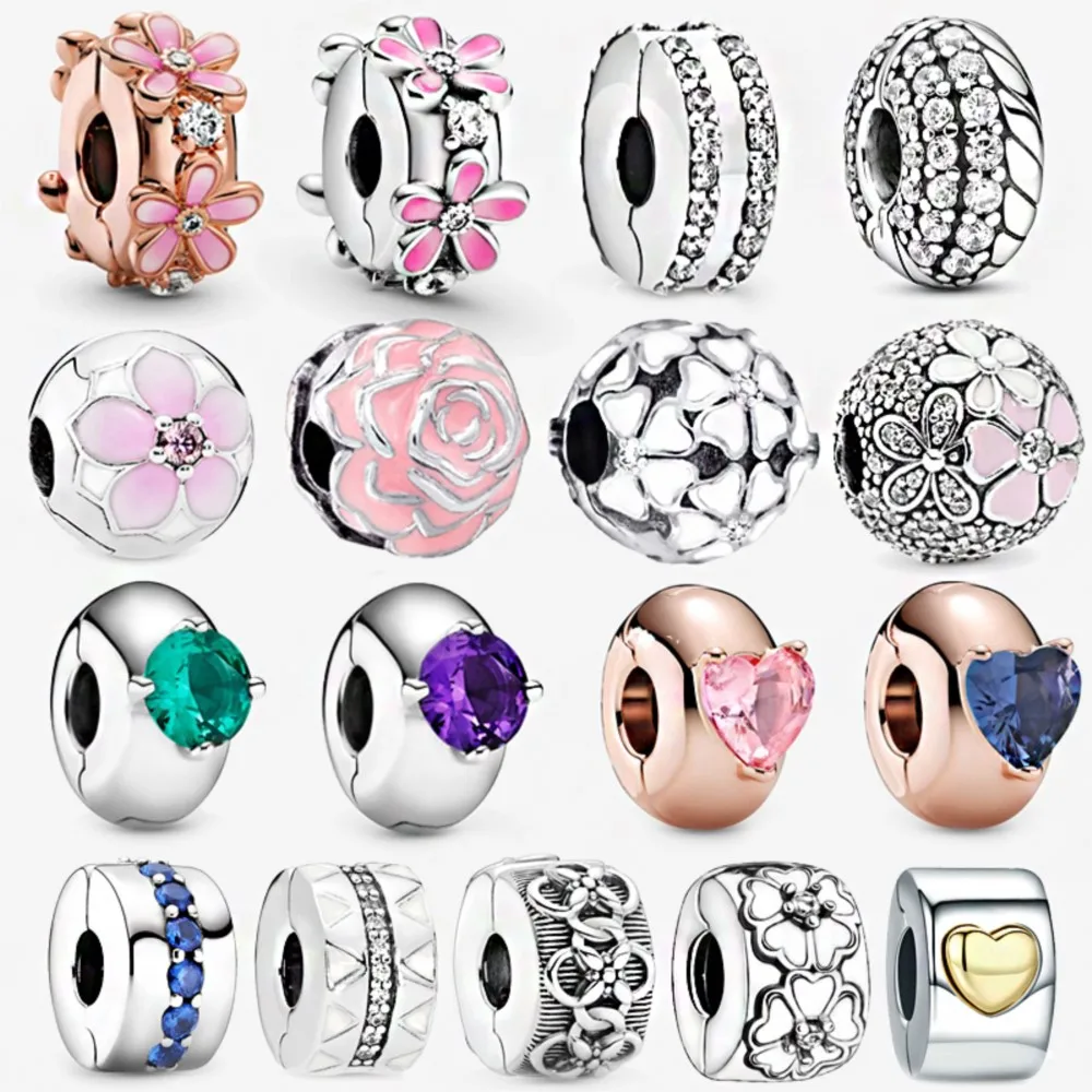 

Sale 925 Sterling Silver Sparkling Heart Positional Clip Beads Fit Original Pandora Charms mybeboa Snake Bracelet Women Jewelry
