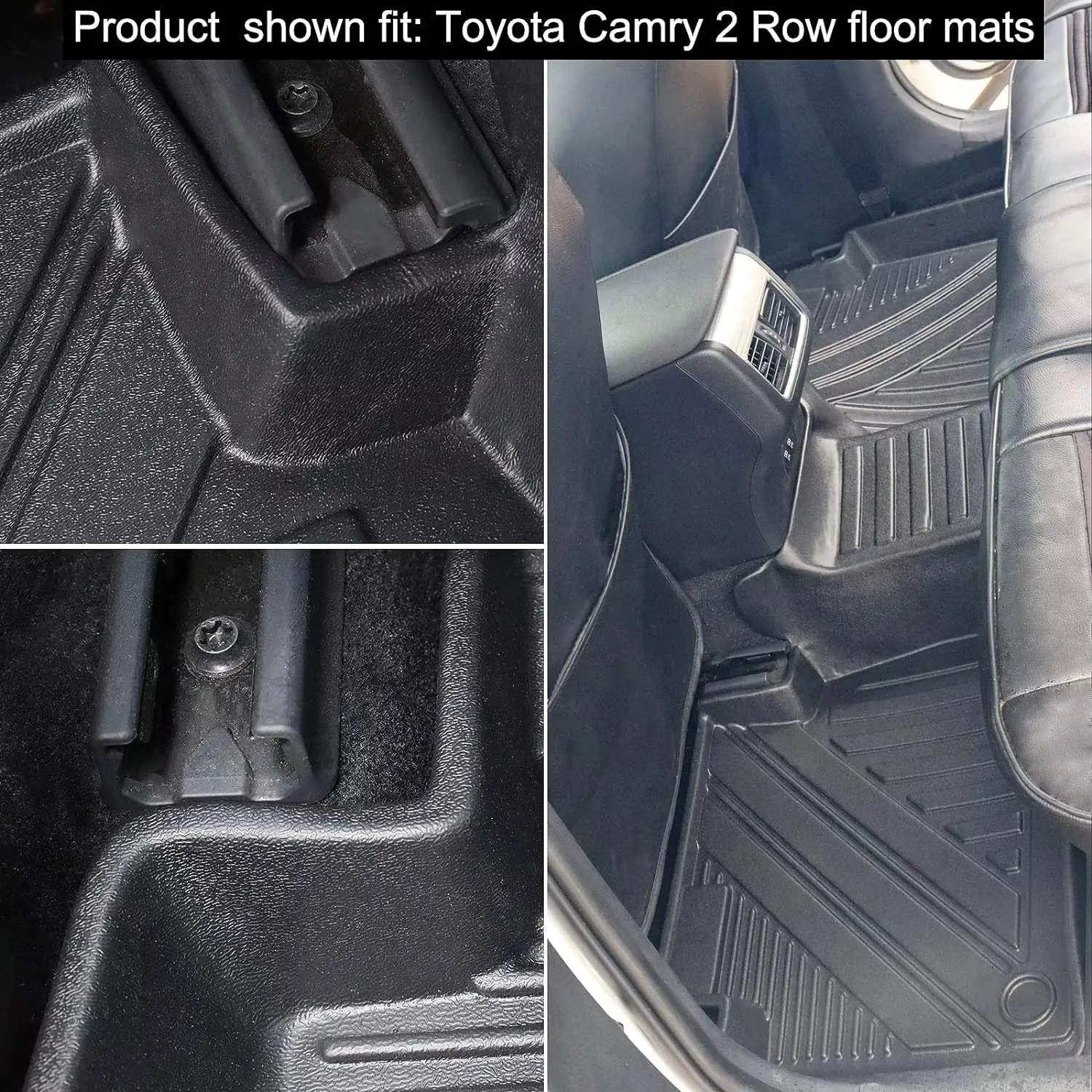 Фото Коврики TPE для Toyota Camry 2018, 2019, 2021, 2022, 2023 годов выпуска, всепогодные, для 2-х рядов сидений и багажника, резиновые (включая гибридные версии) №3