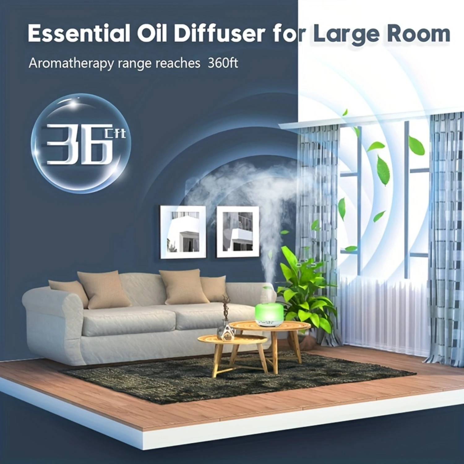 Ultimate Relaxation 500ml Essential Oil Diffuser & Humidifier with 7 LED Lights Nightlight Timer Control and Auto-Off - Tr