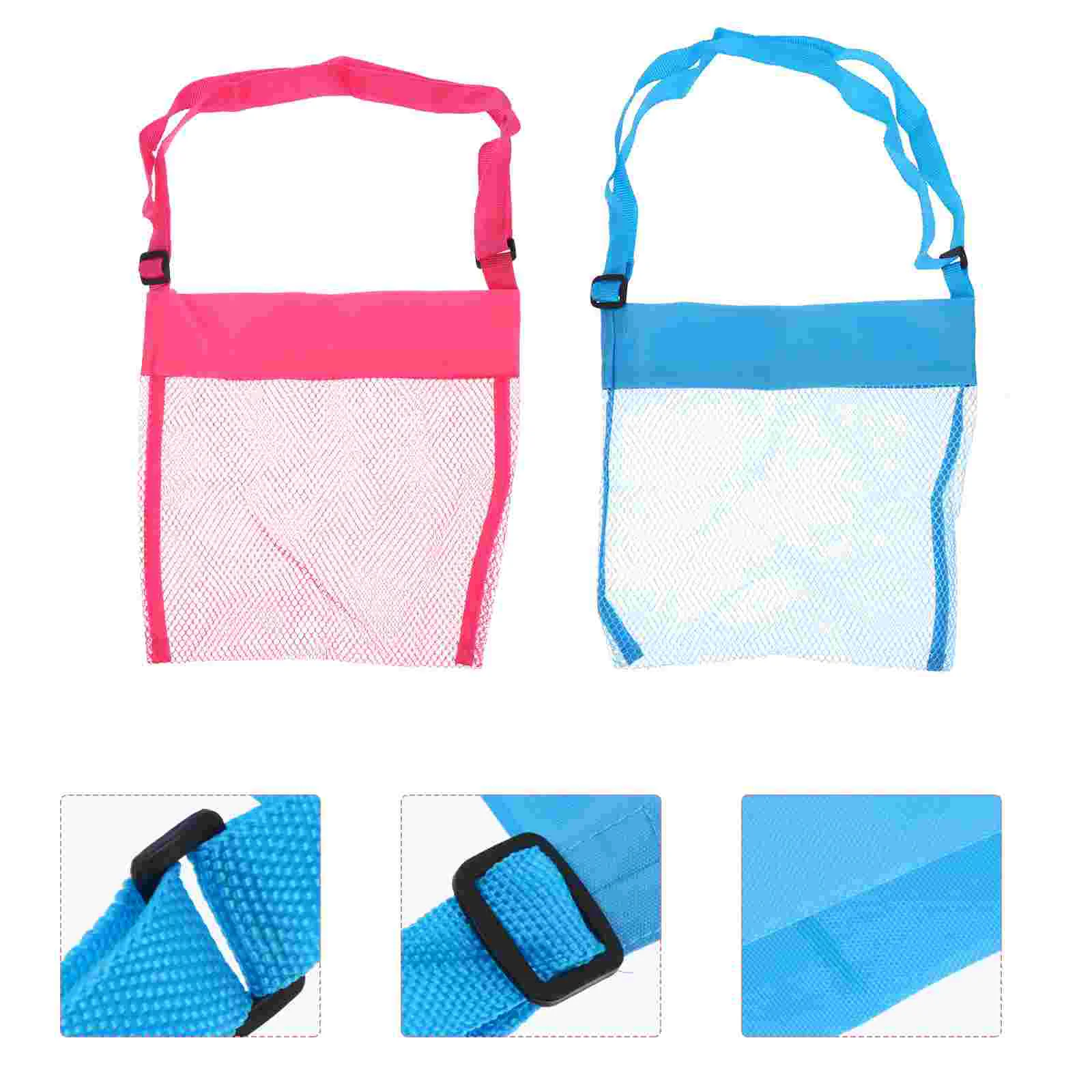 

2 Pcs Beach Mesh Bag Seashell Bags Portable Storage Pouches Toddler Toys Travel Adorable Kids Candy