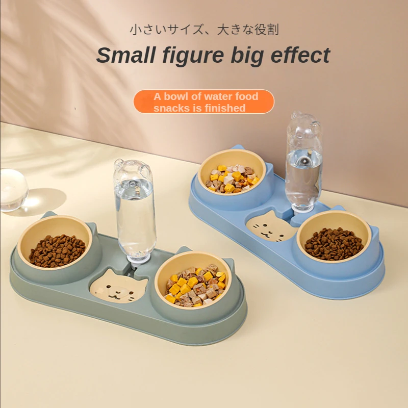 

Pet Bowl Wholesale Plastic Dog Bowl Double Bowl Automatic Drinking Water Anti-Tumble Food Basin Pet Bowl Cute Cat Bowl Cat Bowl