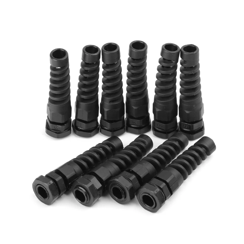 10pcs Waterproof M12 PG7 Cable Connectors Spiral Strain Relief Protector | Wiring Harness