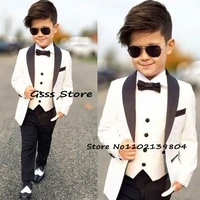 boy suit 3 piece shawl collar blazer pants vest formal wedding tuxedo white jacket kids custom suit