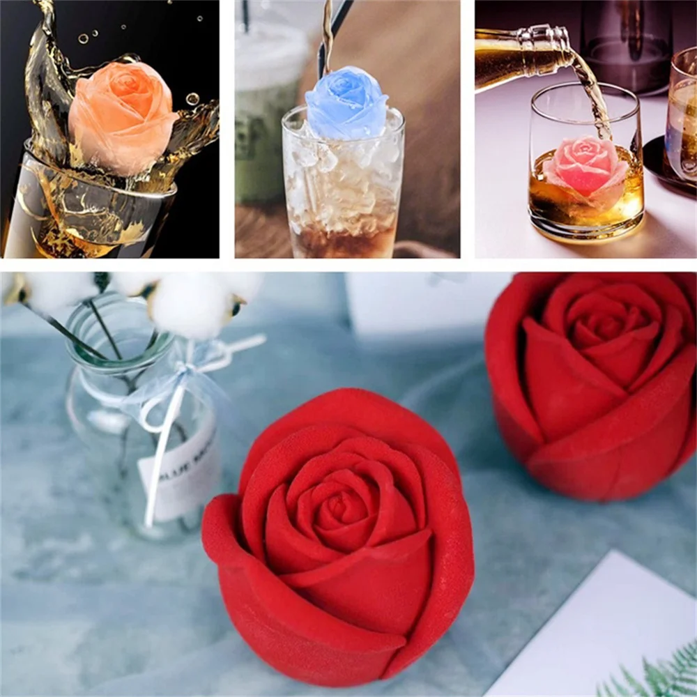 

Rose Flower Ice Cube Silicone Mold Whiskey Cocktails Ice Hockey Mould Ice Ball Maker DIY Chocolate Pastry Baking Cake Decor