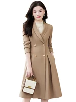 Women Long Formal Blazer Jacket Ladies Coffee Black Apricot Solid Female Autumn Winter Work Wear Coat