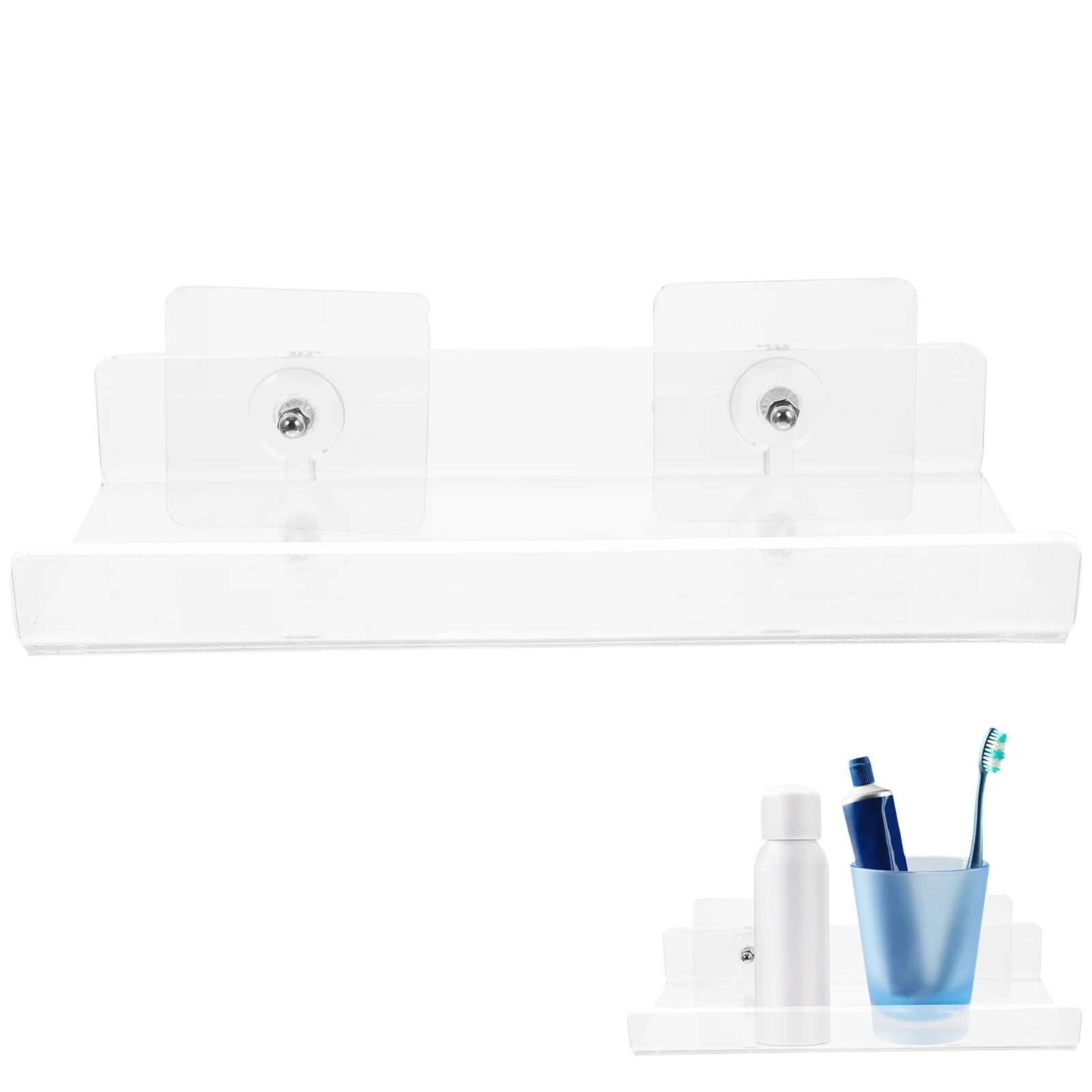 

Shelf Wall Shelves Floating Acrylic Bathroom Rack Display Clear Shower Slat Storage Mounted Kitchen Ubook Ledge Bedroom