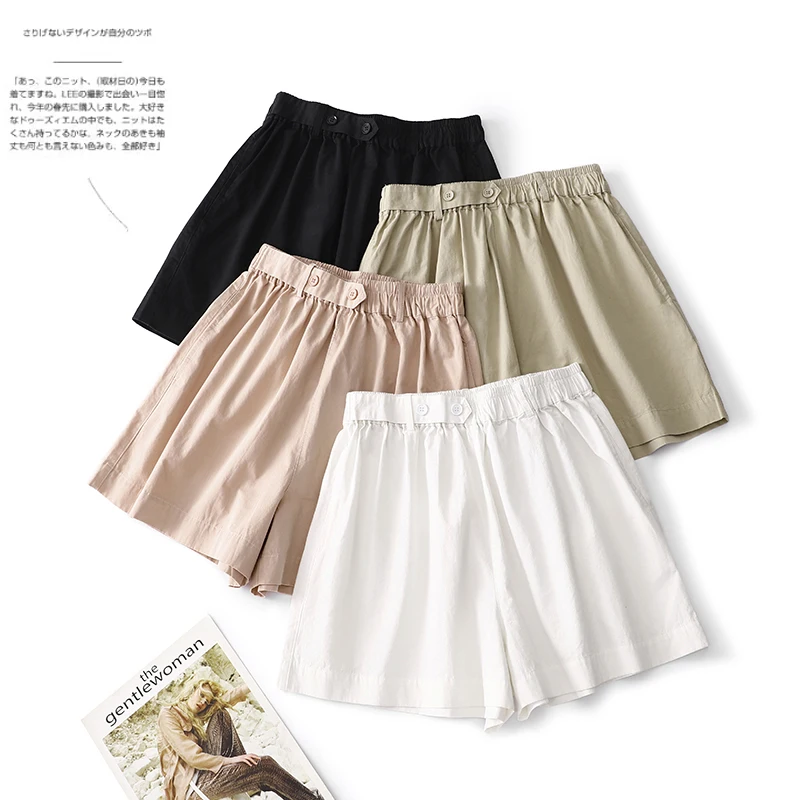 

Шорты Limiguyue из хлопка и льна в японском стиле, однотонные универсальные шорты с эластичным поясом и широкими штанинами, Повседневный дышащий костюм, лето 568