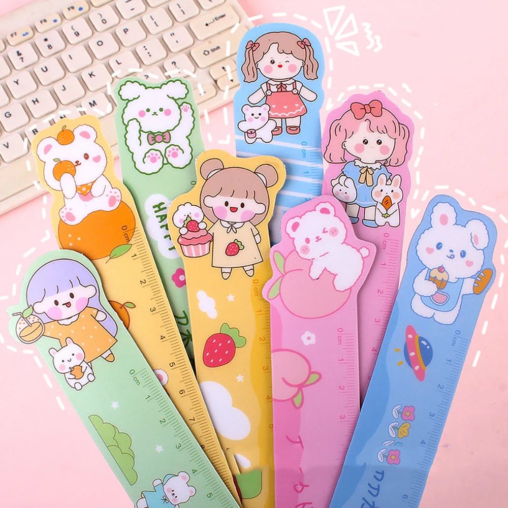 

2Pcs Cartoon Animal Soft Bendable Straight Ruler Magnetic Flexible Ruler School Supplies Child Student Cute Painting Stationery