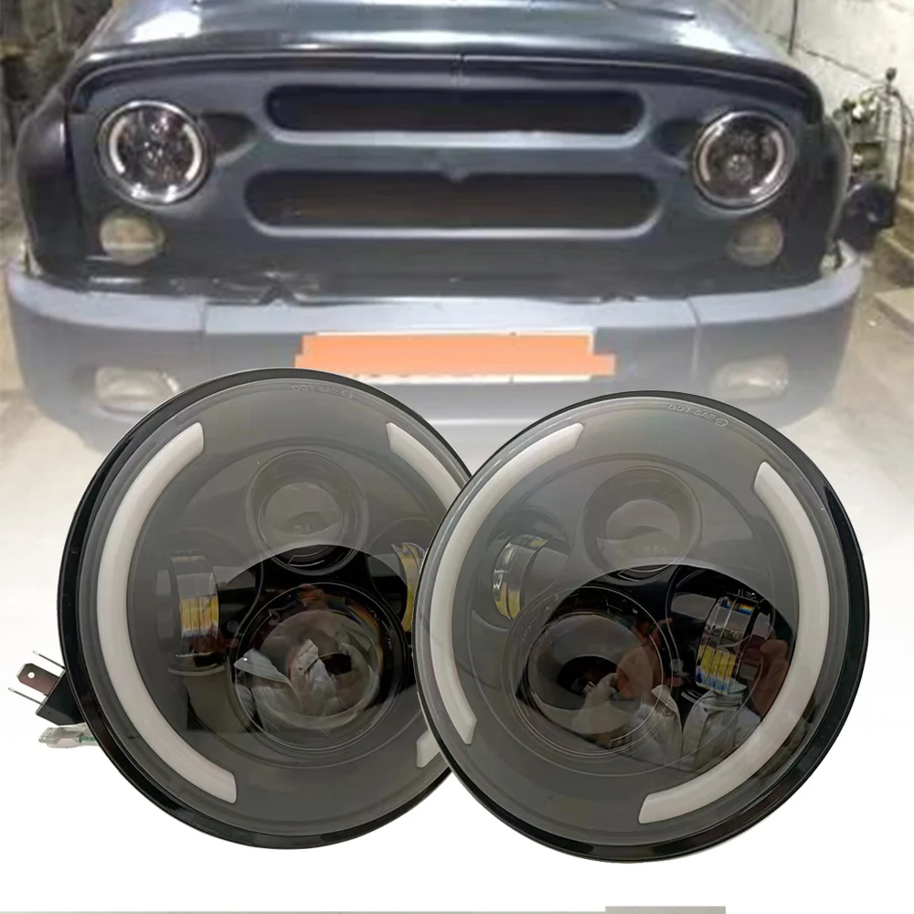 

2 шт. 7 дюймов Круглая черная светодиодная фара дальний и ближний свет для Jeep Wrangler JK TJ LJ CJ Hummer H1 H2 для Lada Niva внедорожник 4x4