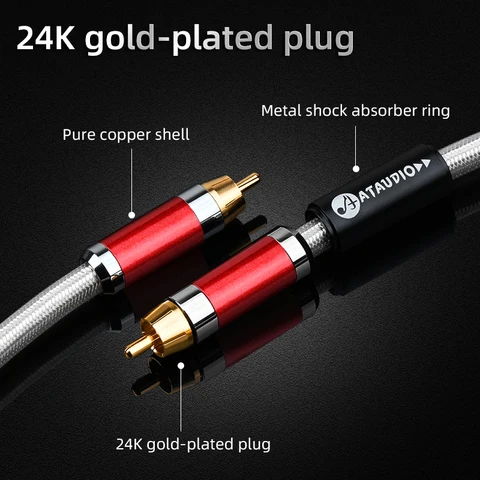 Коаксиальный кабель ATAUDIO RCA, цифровой 4-слойный экранированный разъем RCA, стереоразъем Hi-Fi сабвуфер, аудиокабель для усилителя