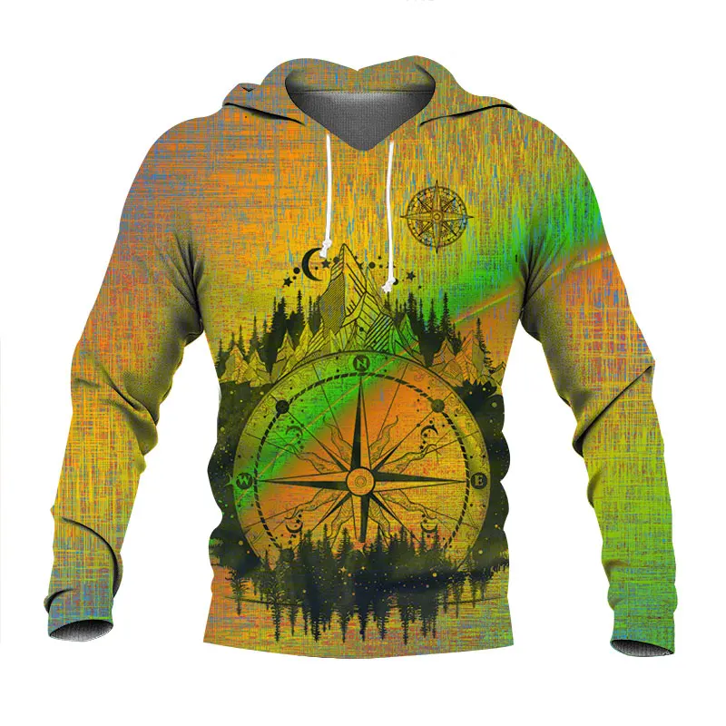 

Fleece Men's Hoodie Men's Clothing Navigation Compass Sweatshirt Graphic Hoodie Street Hoodie