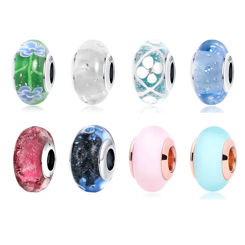 

Silver Color Light Blue Glass Small Bubbles Beads Charm Fit Original 3MM Bracelet&Bangle Making Fashion DIY Jewelry