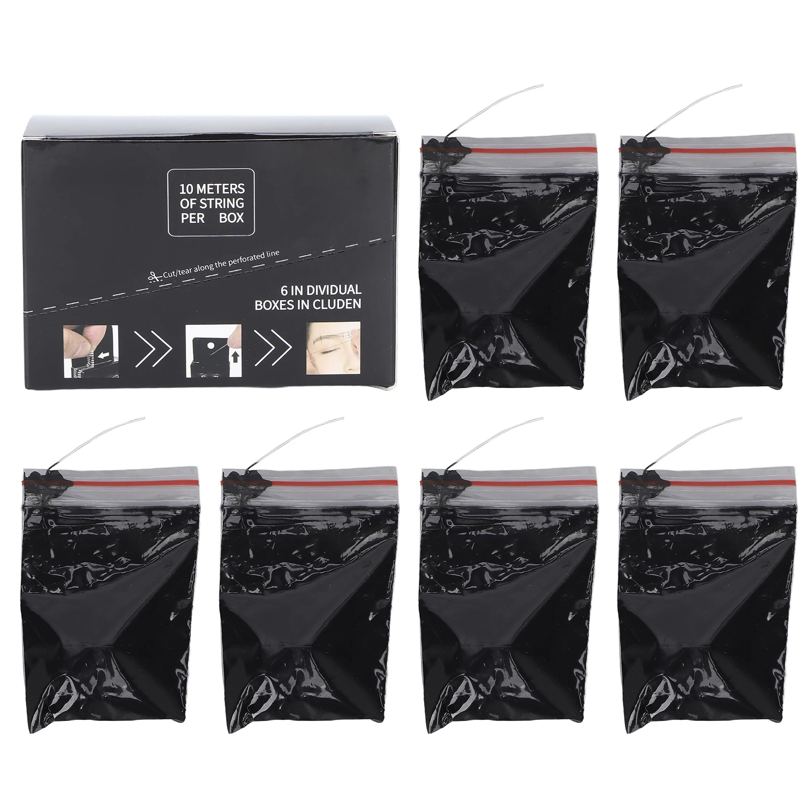 

6pcs Eyebrow Mapping String Microblading Pre Inked Mapping Thread Eyebrow Measuring ThreadBlack