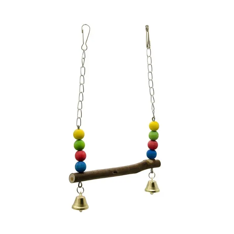 

Bird Chicken Stand Swing Natural Wooden Toy for Parrot Munia Macaw Training Perch