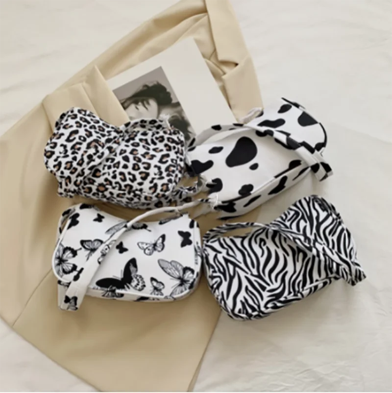 

Animal Pattern Print Canvas Shoulder Underarm Vintage Ladies Small Purse Handbags Casual All-match Fashion Women Square Bags