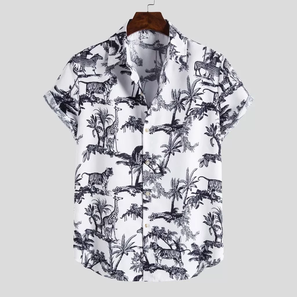 

Мужская Этническая рубашка с коротким рукавом, Повседневная гавайская рубашка с принтом, рубашки, модная одежда, мужские дизайнерские руба...