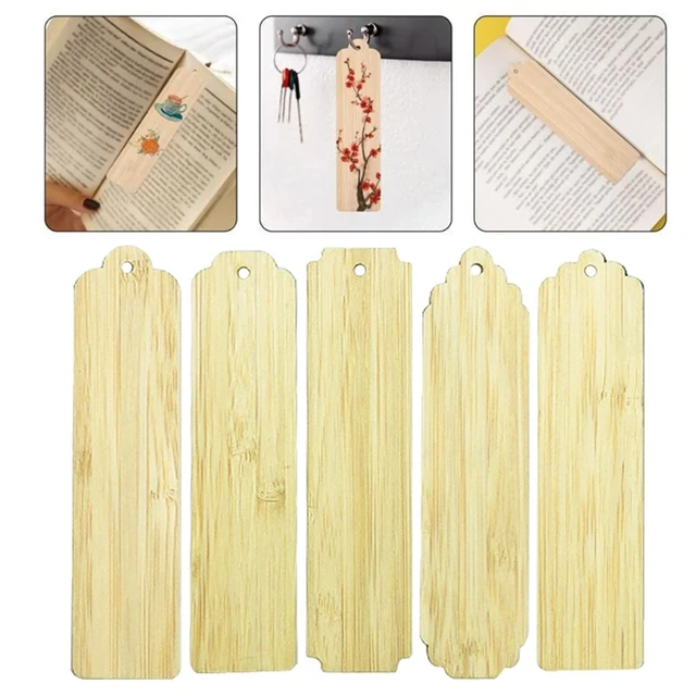 NUOBESTY 10pcs Bamboo Business Cards Blank Wood Panels Wood Bookmark Wood  plaques for Crafts Wood Burning Wood Boards for Crafts Wooden Cutout