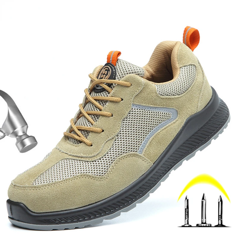 

New Men's Boots Safety Shoes Men Steel Toe Work Boots Lightweight Safety Boots Anti-puncture Work Sneakers Indestructible Shoes