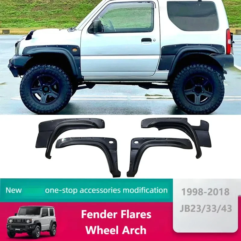 Фото Расширители колесных арок из АБС-пластика для Jimny JB23 JB33 JB43 1998-2018 годов выпуска, детали для тюнинга внедорожников. №3