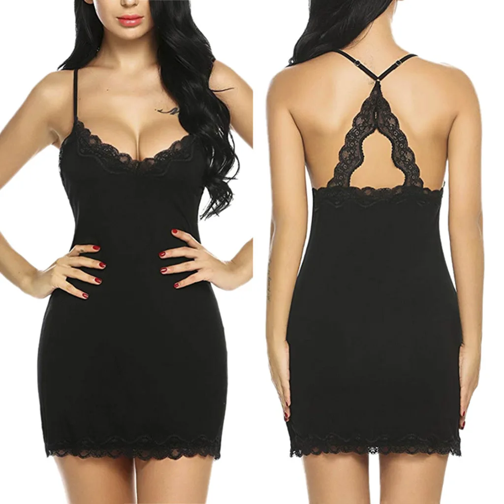 Ночная рубашка женская кружевная атласная красного цвета 2021 | Женская одежда