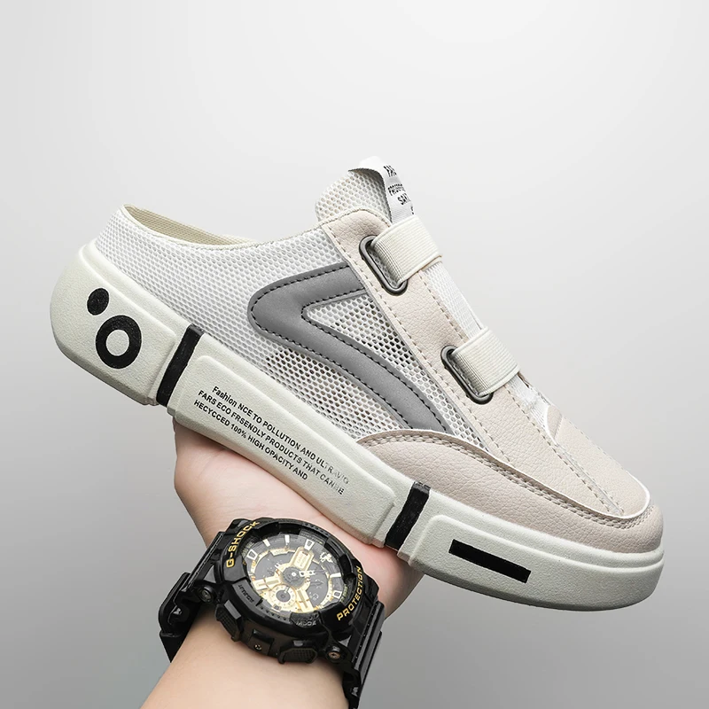 Summer Men's Youth Trend Slipper Mesh Half Shoes Men's Slippers Men's Casual Shoes Fashionable Light Comfortable And Breathable