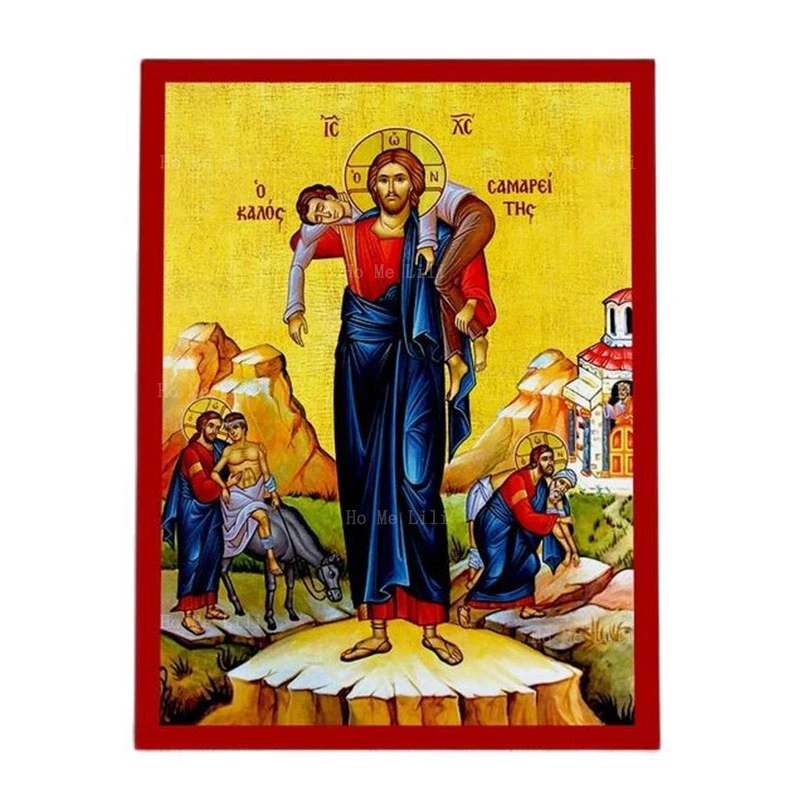 

Иисус Христос с апостолами на лозе амброй добрый Самаритан греческая Византийская Православная икона на холсте настенное искусство домашн...
