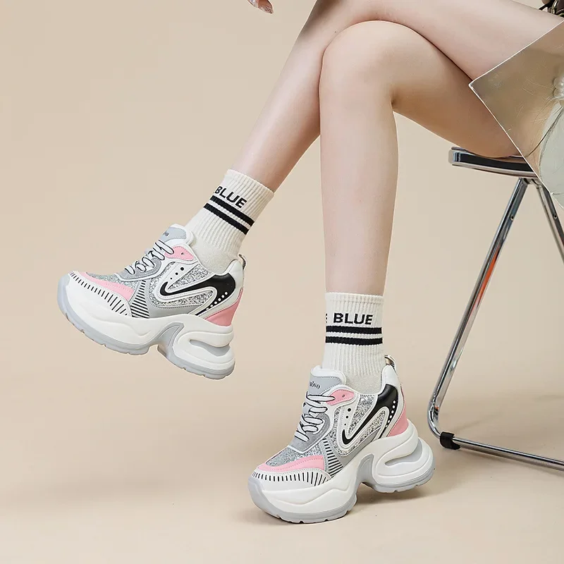 Женская кожаная обувь CLAIAMI увеличивающая рост повседневная роскошная на